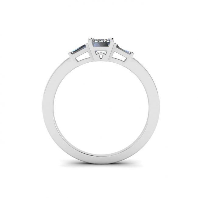 Emerald Cut and Side Baguette Diamond Ring - Photo 1
