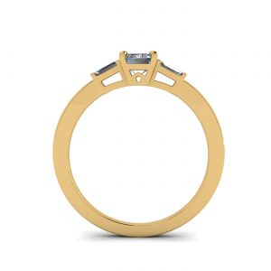 Emerald Cut and Side Baguette Diamond Ring Yellow Gold - Photo 1