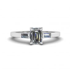 Emerald Cut and Side Baguette Diamond Ring