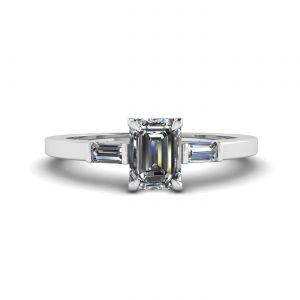 Emerald Cut and Side Baguette Diamond Ring