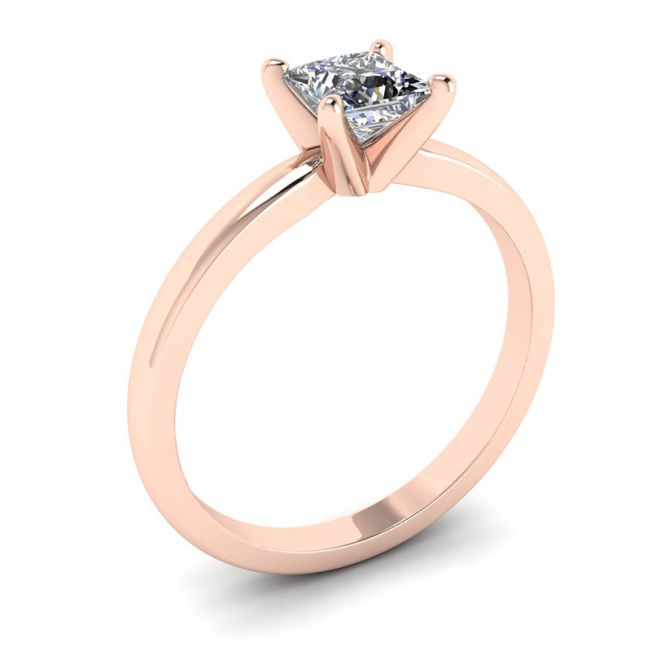 Mixed Rose and White Gold Ring with Princess Diamond - Photo 3