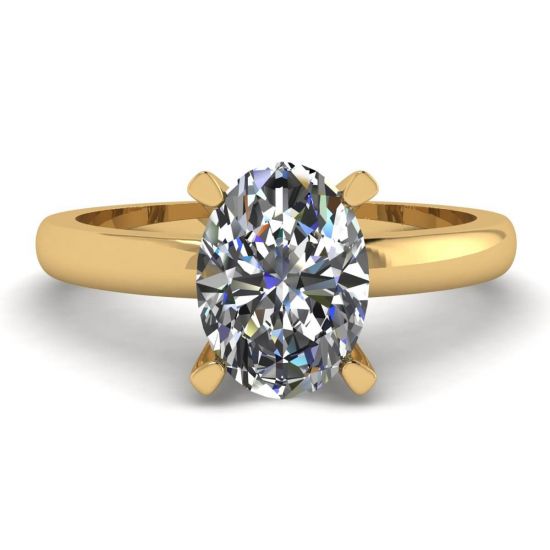 Oval Diamond Ring in 18K Yellow Gold, Enlarge image 1