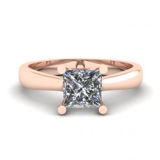 18K Rose Gold Ring with Princess Cut Diamond