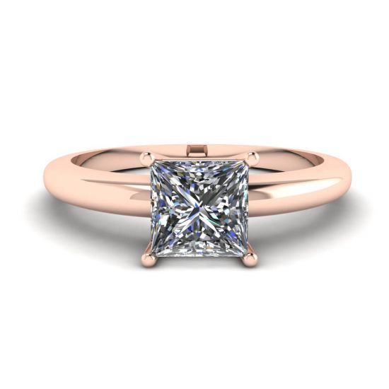 Princess Cut Simple Solittaire Ring in Rose Gold, Enlarge image 1