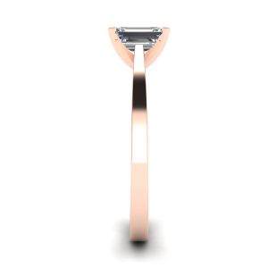Futuristic Style Emerald Cut Diamond Ring in 18K Rose Gold - Photo 2