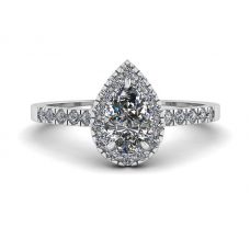 Pear Diamond Ring with Halo