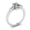 Oval Diamond Side Baguettes White Gold Ring, Image 4