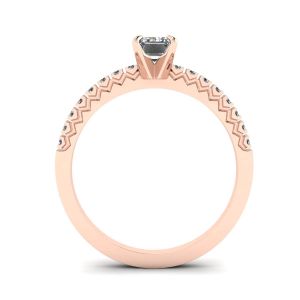 18K Rose Gold Ring with Emerald Cut Diamond - Photo 1