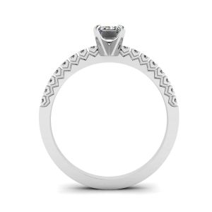 Emerald Cut Diamond Ring with Pave - Photo 1