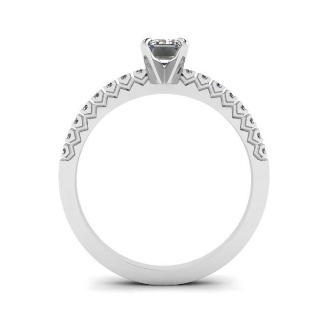 Emerald Cut Diamond Ring with Pave - Photo 1