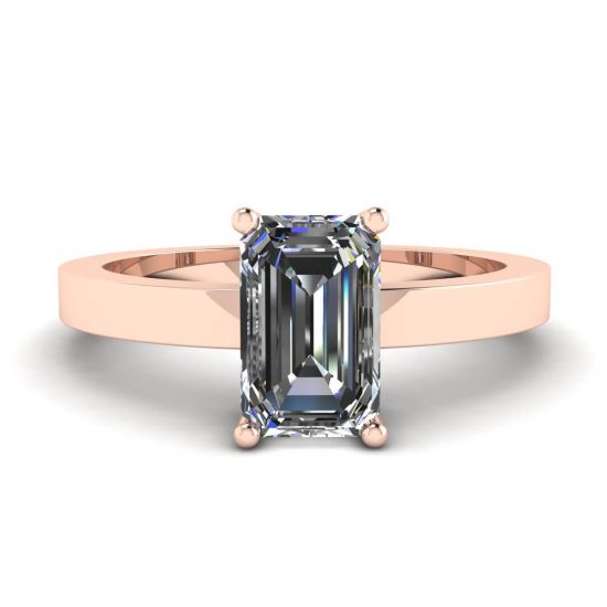 Rectangular Diamond Ring Rose Gold, Enlarge image 1