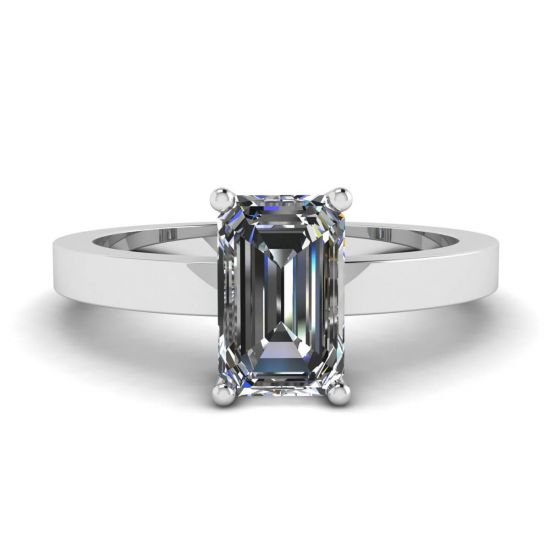 Rectangular Diamond Ring White Gold, Enlarge image 1