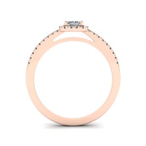 Emerald Cut Diamond Ring with Halo Rose Gold - Photo 1