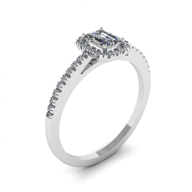 Emerald Cut Diamond Ring with Halo - Photo 3
