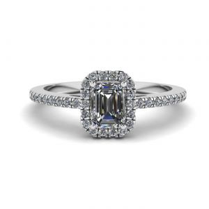 Emerald Cut Diamond Ring with Halo