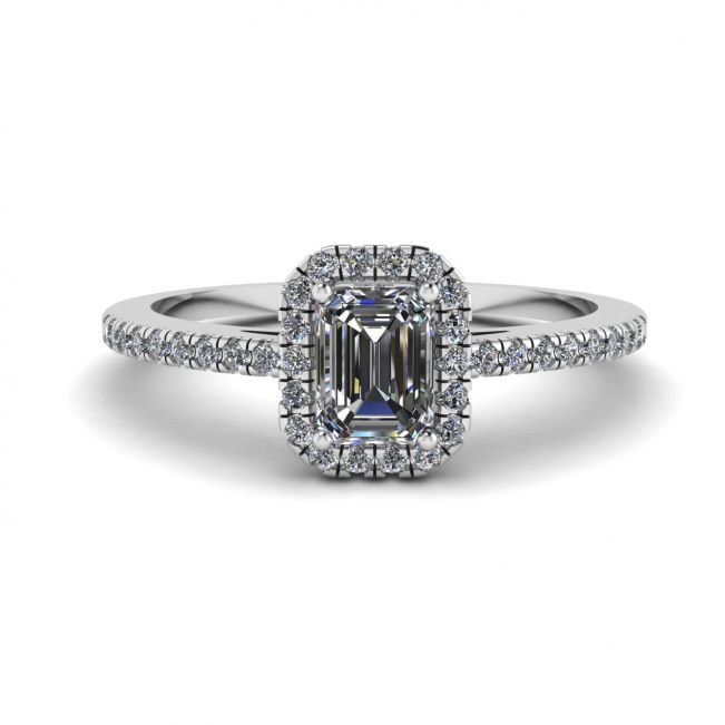 Emerald Cut Diamond Ring with Halo