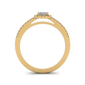 Emerald Cut Diamond Ring with Halo Yellow Gold - Photo 1