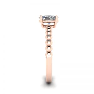 Oval Diamond on Beaded 18K Rose Gold Ring - Photo 2