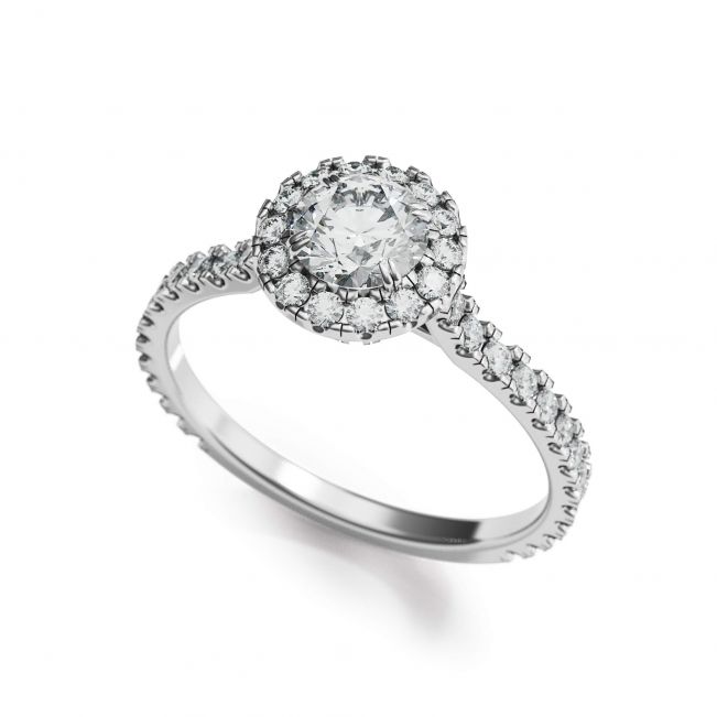 Halo Round Cut Diamond Ring - Photo 2