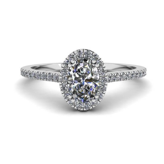 Halo Diamond Oval Cut Ring, Enlarge image 1