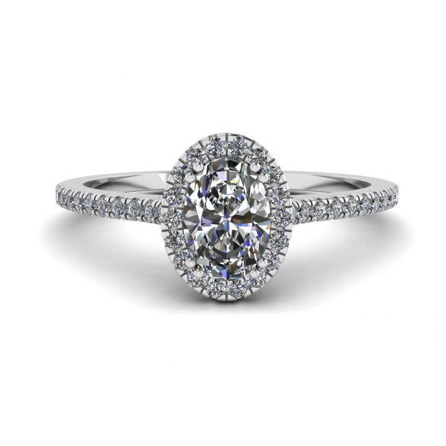 Halo Diamond Oval Cut Ring