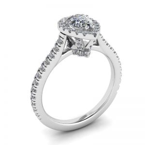 Halo Diamond Pear Cut Ring - Photo 3