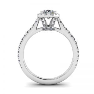 Halo Diamond Pear Cut Ring - Photo 1