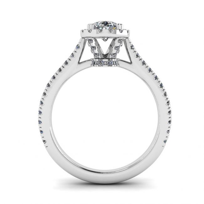 Halo Diamond Pear Cut Ring - Photo 1