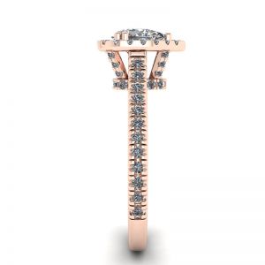 Halo Diamond Pear Cut Ring in 18K Rose Gold - Photo 2