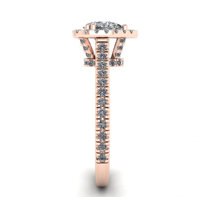 Halo Diamond Pear Cut Ring in 18K Rose Gold - Photo 2