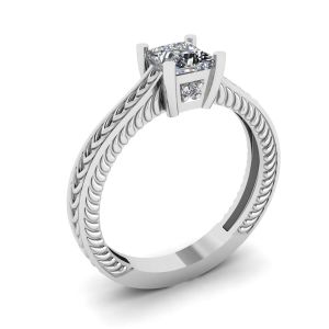 Oriental Style Princess Cut Diamond Ring - Photo 3