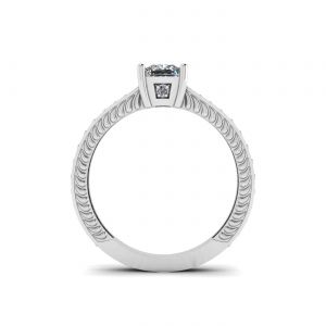 Oriental Style Princess Cut Diamond Ring with Pave - Photo 1
