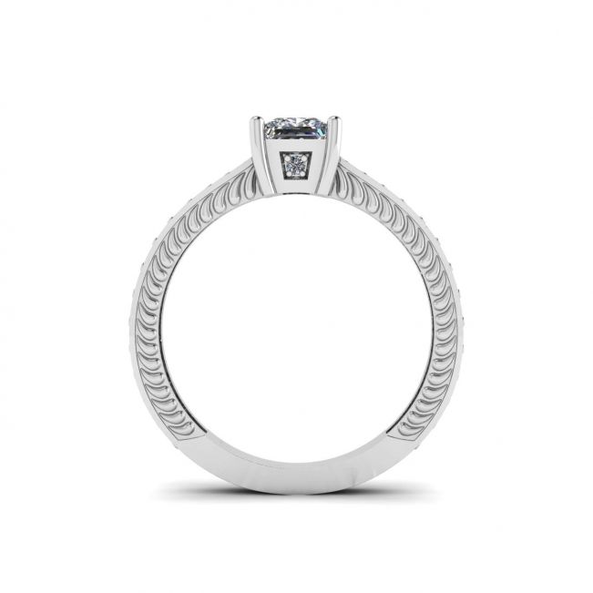 Oriental Style Princess Cut Diamond Ring with Pave - Photo 1