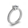 Oriental Style Princess Cut Diamond Ring with Pave, Image 4
