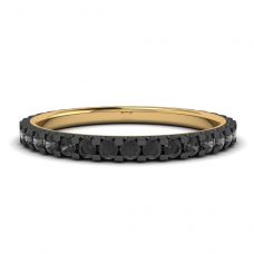 Black Diamonds Pave Eternity Ring Yellow Gold