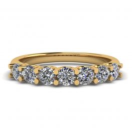 Classic Seven Round Diamond Ring Yellow Gold