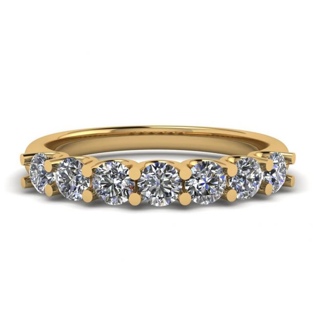 Classic Seven Round Diamond Ring Yellow Gold