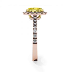 1.13 ct Oval Yellow Diamond Ring with Halo Rose Gold - Photo 3