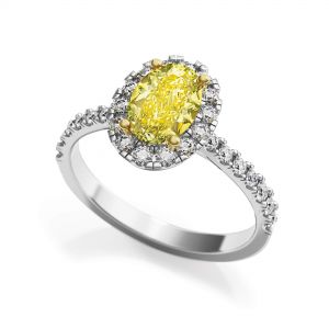1.13 ct Oval Yellow Diamond Ring with Diamond Halo - Photo 2