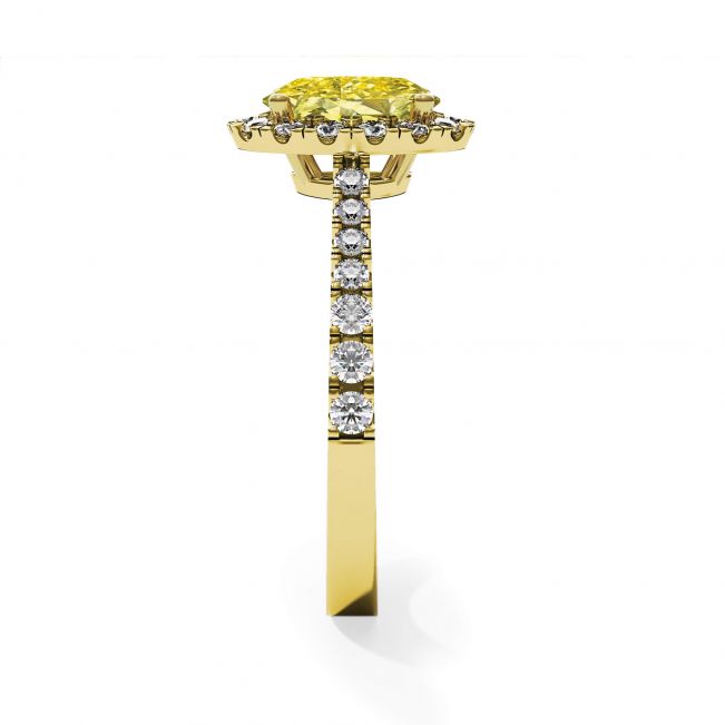 1.13 ct Oval Yellow Diamond Ring with Halo Yellow Gold - Photo 3