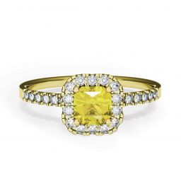 Cushion 0.5 ct Yellow Diamond Ring with Halo Yellow Gold Cushion 0.5 ct Yellow Diamond Ring with Halo Yellow Gold