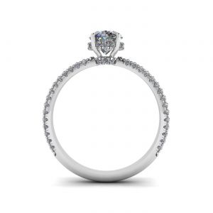 Oval Diamond Ring with Three Row Diamond Pavé Band - Photo 1