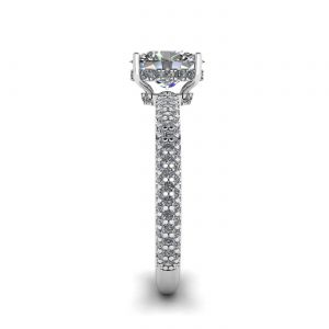 Oval Diamond Ring with Three Row Diamond Pavé Band - Photo 2