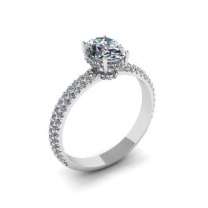 Oval Diamond Ring with Three Row Diamond Pavé Band - Photo 3