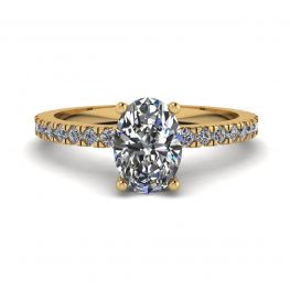 Oval Diamond Ring with Pave in Yellow Gold Oval Diamond Ring with Pave in Yellow Gold