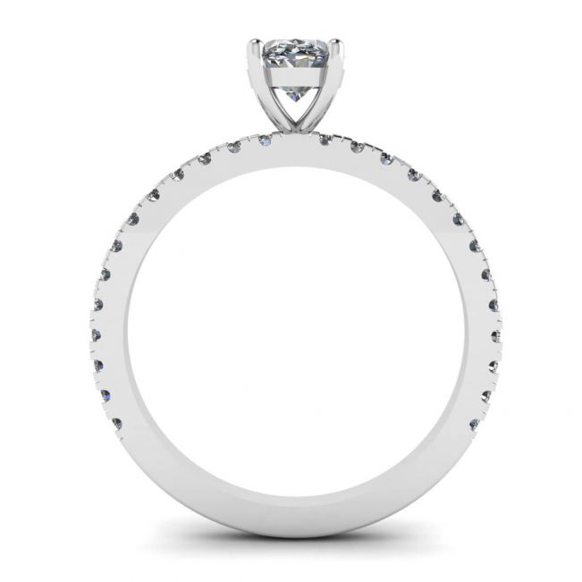 Oval Diamond Ring with Side Pave - Photo 1