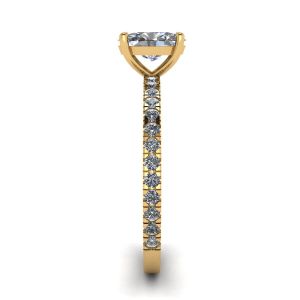 Oval Diamond Ring with Pave in Yellow Gold  - Photo 2