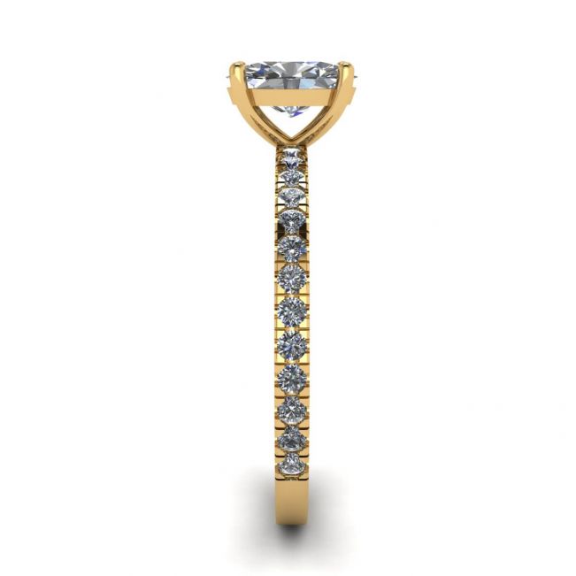 Oval Diamond Ring with Pave in Yellow Gold  - Photo 2