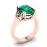Oval Emerald with Half-Moon Side Diamonds Ring Rose Gold, Image 4