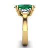 Oval Emerald with Half-Moon Side Diamonds Ring Yellow Gold, Image 3